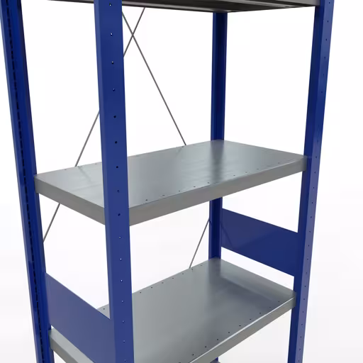 Basisplank, legbord, insteeksysteem MULTIplus250, 3000 x 750 x 400 mm, 7 legborden, RAL 5010 gentiaanblauw/verzinkt/verzinkt van Schulte Lagertechnik uit de categorie insteeksystemen