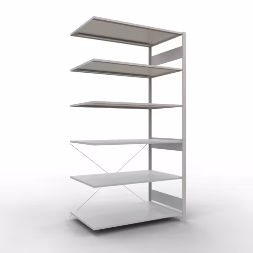 Insteeksysteem opzetplank 2500x1300x800 mm, type 150 kg, lichtgrijs van Schulte Lagertechnik Insteeksysteem opzetplank 2500x1300x800 mm, type 150 kg, lichtgrijs, opzetplank, art.nr. 32686-130