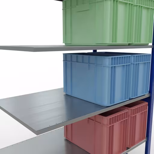 Aanbouwrekken, rekken, insteeksysteem MULTIplus150, 2500 x 1300 x 800 mm (HxBxD), 6 legborden, lengtestangen, RAL 5010 gentiaanblauw/verzinkt uit de categorie aanbouwrekken met de GTIN 4004514281579 Aanbouwrekken, rekken, insteeksysteem MULTIplus150, 2500 x 1300 x 800 mm, 6 legborden, lengtestangen, RAL 5010 gentiaanblauw/verzinkt van Schulte Lagertechnik uit het assortiment insteeksysteem