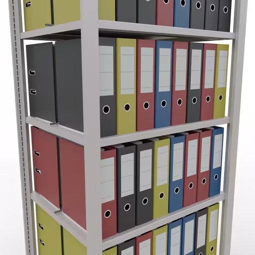 Basisplank, kantoorrek, insteeksysteem MULTIplus150, 2300 x 750 x 600 mm, 7 planken, met middenaanslag, lichtgrijs van het merk Schulte Lagertechnik uit het assortiment kantoorrekken