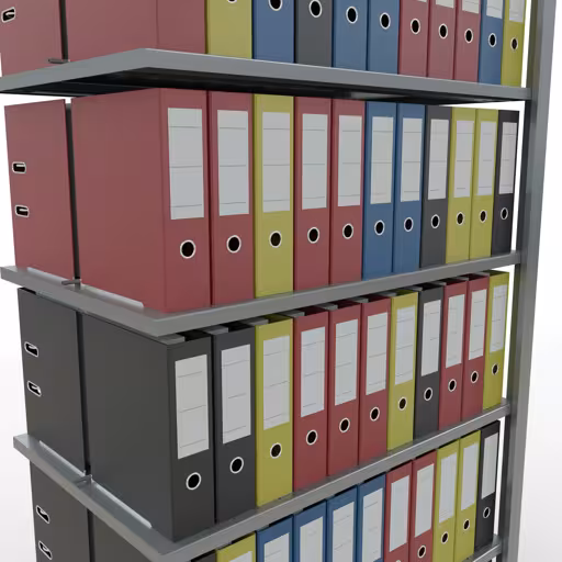 Aanbouwstelling, kantoorstelling, insteeksysteem MULTIplus150, 2300 x 1000 x 600 mm, 7 legborden, lengtestangen, verzinkt, met middenaanslag uit de categorie insteeksysteem met GTIN 4004514220172 , kantoorreksysteem MULTIplus150, 2300 x 1000 x 600 mm, 7 legborden, verzinkt, met middenaanslag van Schulte Lagertechnik uit het assortiment kantoorrekken