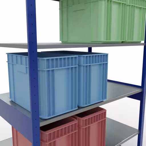 Productafbeelding nr. 14 van het artikel basisplank, legplank-insteeksysteem MULTIplus150, 2500 x 1300 x 800 mm, 6 legborden, RAL 5010 gentiaanblauw/verzinkt uit het plug-in-systeem assortiment van het merk Schulte Lagertechnik