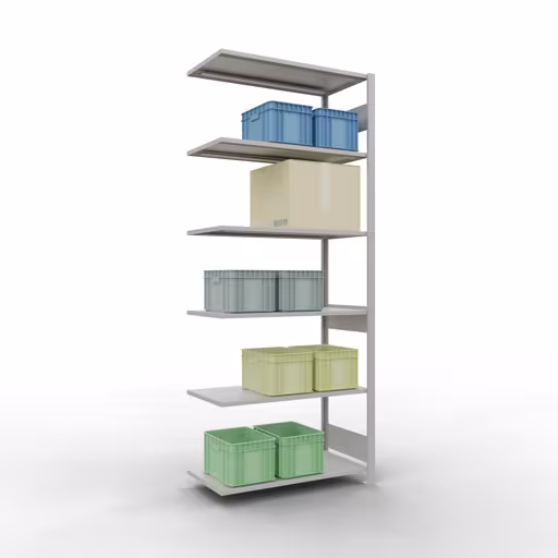 Figuur nr. 12 van het artikel aanbouwrekken, legbordstellingen, insteeksysteem MULTIplus85, 2500 x 1000 x 500 mm, 6 legborden, RAL 7035 lichtgrijs uit de productgroep insteeksysteem van het merk Schulte Lagertechnik.