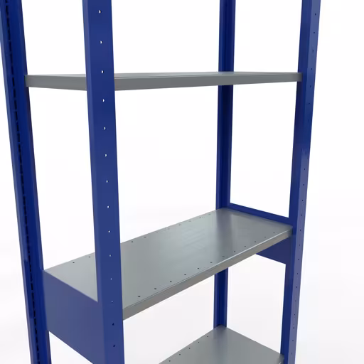 Basisplank, legplank, insteeksysteem MULTIplus150, 2500 x 750 x 300 mm, 6 legborden, lengtestangen, RAL 5010 gentiaanblauw/verzinkt/verzinkt van Schulte Lagertechnik met artikelnr. 12731-75-LR-B