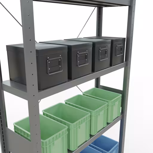 Andere weergave van het artikel Basisplank, legbord, insteeksysteem MULTIplus250, 3000 x 1000 x 300 mm, 7 legborden, kruisschoor, verzinkt uit de categorie insteeksysteem