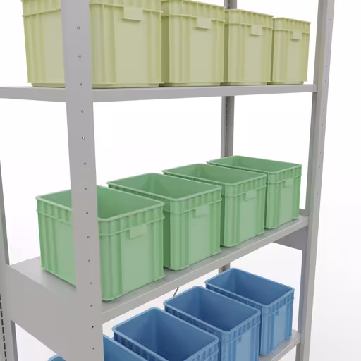 Figuur nr. 13 van het artikel basisplank, legbord, insteeksysteem MULTIplus150, 2500 x 1000 x 400 mm, 6 legborden, kruisschoor, RAL 7035 lichtgrijs uit de productgroep insteeksysteem van Schulte Lagertechnik