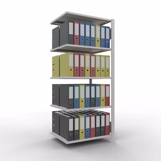 Productafbeelding nr. 14 van het artikel Aanbouwstelling, kantoorstelling, insteeksysteem MULTIplus150, 1800 x 750 x 600 mm, 5 legborden, lengtestangen, zonder middenaanslag, lichtgrijs Figuur nr. 14 van het artikel aanbouwrekken, kantoorrekken, insteeksysteem MULTIplus150, 1800 x 750 x 600 mm, 5 planken, zonder middenaanslag, lichtgrijs uit de productgroep kantoorrekken van het merk Schulte Lagertechnik.