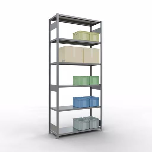 Productafbeelding nr. 14 van het artikel basisplank, legbord, insteeksysteem MULTIplus250, 3000 x 1300 x 500 mm (HxBxD), 7 legborden, lengtestangen, verzinkt Figuur nr. 14 van het artikel basisrek, legplank, insteeksysteem MULTIplus250, 3000 x 1300 x 500 mm, 7 legborden, lengtestangen, verzinkt uit de insteeksysteem productgroep van Schulte Lagertechnik.