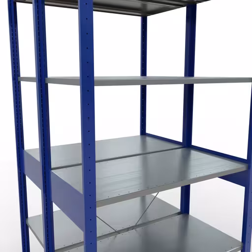 Basisplank, dubbele plank, legplank-insteeksysteem MULTIplus150, 2500 x 1000 x (2x500) mm, 2x6 legborden, kruisschoor, RAL 5010 gentiaanblauw van Schulte Lagertechnik met artikelnr. 32751-B