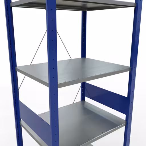 Basisplank, legbord, insteeksysteem MULTIplus150, 3000 x 750 x 600 mm, 7 legborden, RAL 5010 gentiaanblauw/verzinkt/verzinkt van Schulte Lagertechnik met artikelnr. 12762-75-B