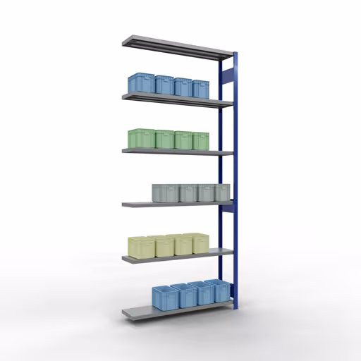 Afbeelding nr. 14 van het artikel aanbouwrekken, legbordstellingen, insteeksysteem MULTIplus250, 3000 x 1300 x 300 mm, 7 legborden, lengtestangen, RAL 5010 gentiaanblauw/verzinkt uit de productgroep insteeksysteem van Schulte Lagertechnik