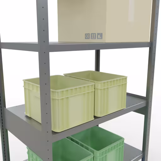 Figuur nr. 12 van het artikel basisrek, legbord, insteeksysteem MULTIplus250, 2500 x 1000 x 600 mm, 6 legborden, lengtestangen, verzinkt uit de insteeksysteem productgroep van Schulte Lagertechnik.