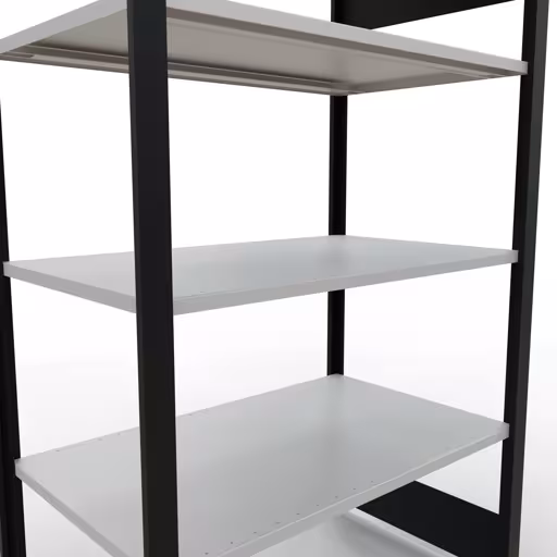 Basisstelling, kantoorstelling, insteeksysteem MULTIplus150, 1800 x 1000 x 600 mm, 5 planken, lengtestangen, zonder middenaanslag, zwart/lichtgrijs van Schulte Lagertechnik met het artikelnr. 36055-S
