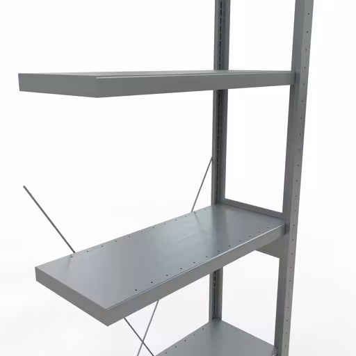 Aanbouwrekken, rekken, insteeksysteem MULTIplus250, 2500 x 750 x 300 mm, 6 legborden, kruisschoor, verzinkt van Schulte Lagertechnik uit het assortiment insteeksysteem