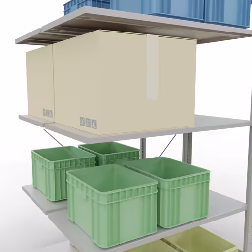 Extra afbeelding van het artikel Aanbouwplank, dubbele plank, rekkensysteem MULTIplus150, 2000 x 1000 x (2x500) mm, 2x5 planken, kruisschoor, RAL 7035 lichtgrijs van dubbele planken