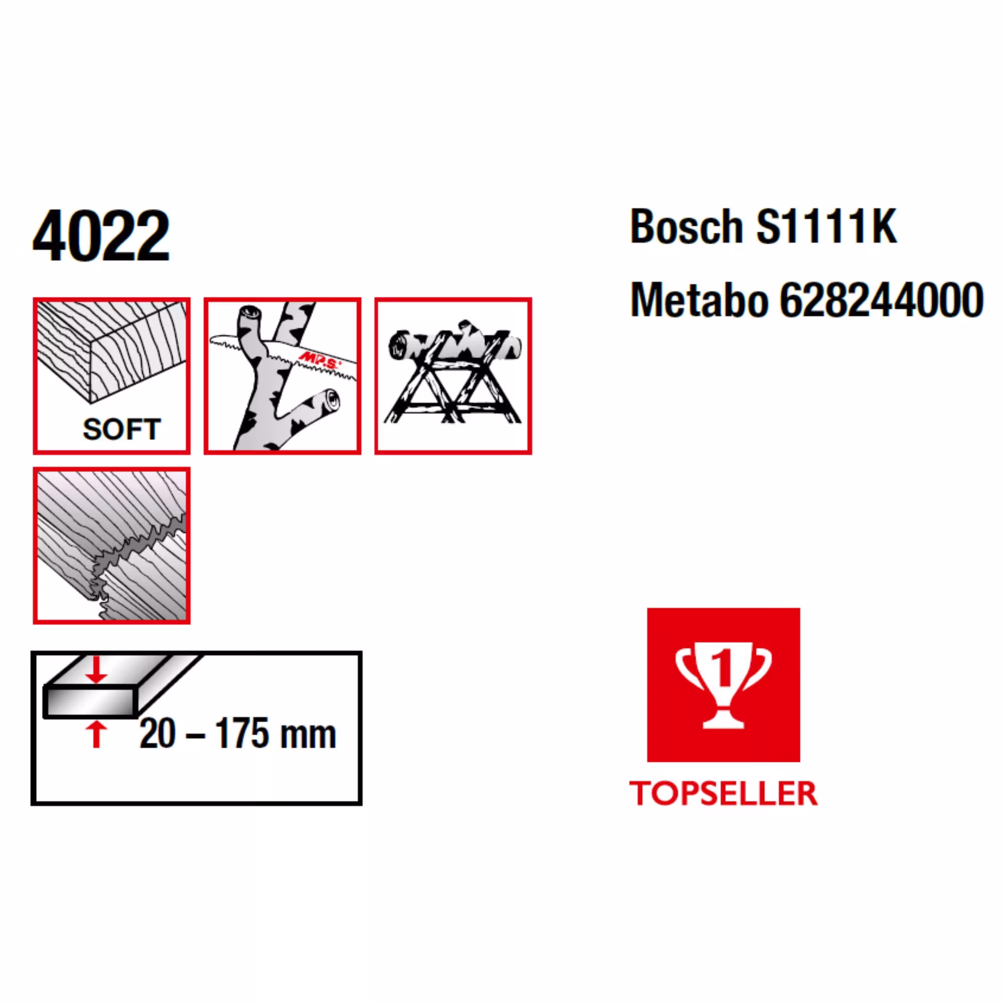 CV reciprozaagblad gefreesd en afgesteld voor het bewerken van hout, vezelplaat en kunststoffen van het merk MPS uit de categorie reciprozaagbladen