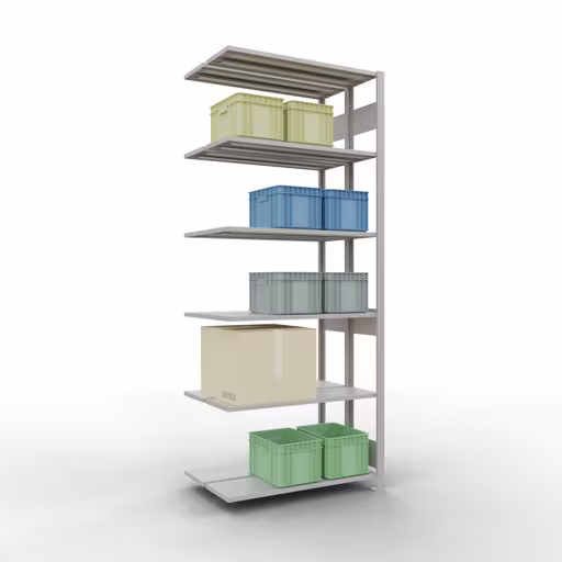 Andere weergave van het artikel Aanbouwplank, dubbele plank, rekkensysteem MULTIplus150, 2500 x 1000 x (2x300) mm, 2x6 planken, RAL 7035 lichtgrijs uit de categorie rekken