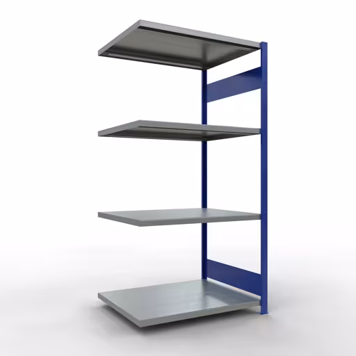 Aanbouwrekken, rekken, insteeksysteem MULTIplus330, 2000 x 1000 x 800 mm (HxBxD), 5 planken, lengtestangen, RAL 5010 gentiaanblauw/gegalvaniseerd van Schulte Lagertechnik Aanbouwrekken, rekken, insteeksysteem MULTIplus330, 2000 x 1000 x 800 mm (HxBxD), 5 legborden, lengtebalk, RAL 5010 gentiaanblauw/verzinkt, aanbouwplank, art.nr. 13985-LR-B