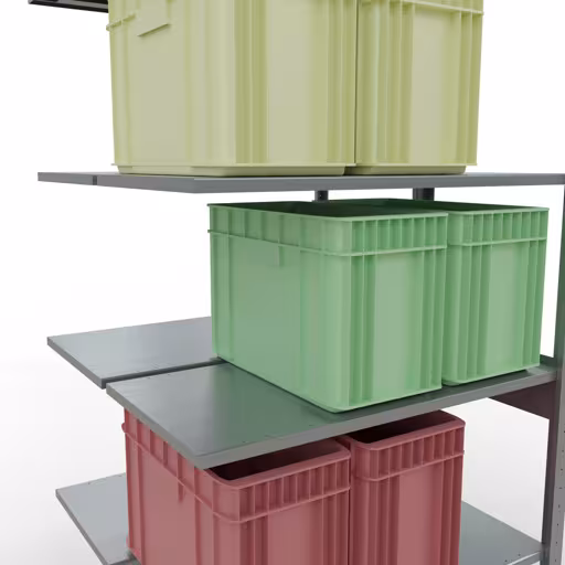Afbeelding nr. 9 van het artikel aanbouwstelling, dubbele stelling, stellingstelling insteeksysteem MULTIplus150, 2500 x 1000 x (2x500) mm, 2x6 planken, verzinkt uit de stellingstelling productgroep van Schulte Lagertechnik