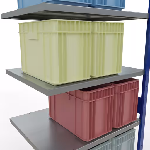 Productafbeelding nr. 17 van het artikel Aanbouwrekken, legbordstellingen, insteeksysteem MULTIplus330, 3000 x 1000 x 800 mm (HxBxD), 7 legborden, lengtestangen, RAL 5010 gentiaanblauw/verzinkt Afbeelding nr. 17 van het artikel aanbouwrekken, legbordstellingen, insteeksysteem MULTIplus330, 3000 x 1000 x 800 mm, 7 legborden, lengtestangen, RAL 5010 gentiaanblauw/verzinkt uit de productgroep insteeksysteem van Schulte Lagertechnik.