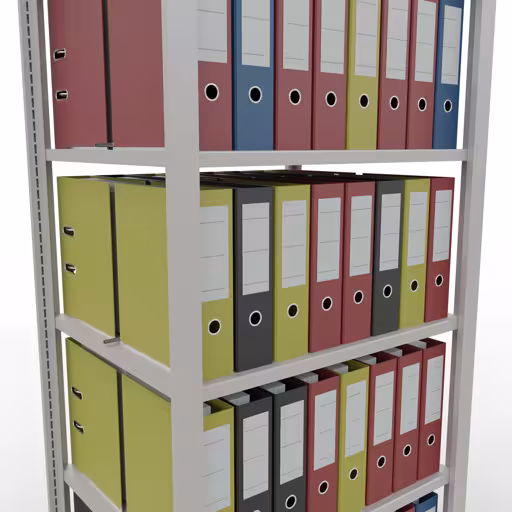 , kantoorrekken, insteeksysteem MULTIplus150, 2000 x 750 x 600 mm, 6 planken, , met middenaanslag, lichtgrijs van Schulte Lagertechnik uit het assortiment kantoorrekken