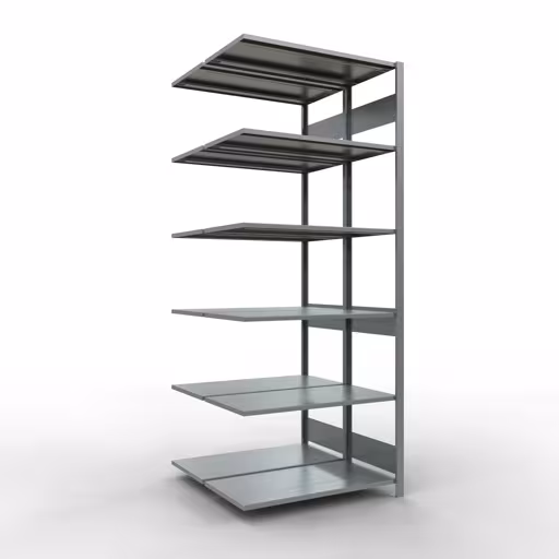 Aanbouwrekken, dubbele rekken, stellingsysteem MULTIplus150, 2500 x 1000 x (2x500) mm (HxBxD), 2x6 planken, lengtestangen, verzinkt van Schulte Lagertechnik Aanbouwrekken, dubbele rekken, stellingsysteem MULTIplus150, 2500 x 1000 x (2x500) mm (HxBxD), 2x6 planken, lengtestangen, verzinkt, dubbele planken, art.nr. 17856