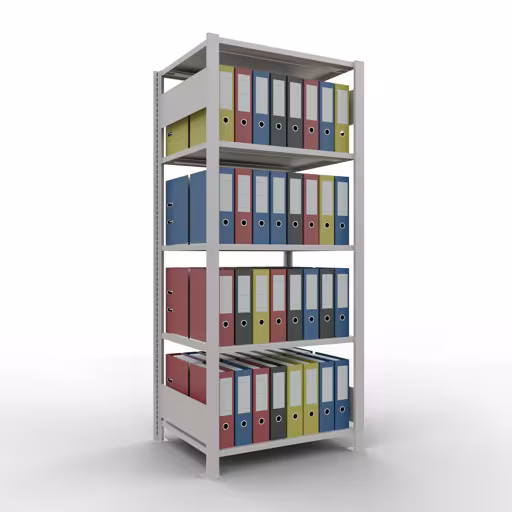 Productafbeelding nr. 14 van het artikel basisplank, kantoorplank, insteeksysteem MULTIplus150, 1800 x 750 x 600 mm, 5 planken, lengtestangen, zonder middenaanslag, lichtgrijs Figuur nr. 14 van het artikel basisplank, kantoorplank, insteeksysteem MULTIplus150, 1800 x 750 x 600 mm, 5 planken, zonder middenaanslag, lichtgrijs uit de productgroep kantoorplanken van het merk Schulte Lagertechnik.