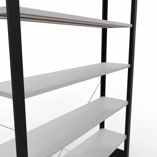 Productafbeelding nr. 10 van het artikel basisplank, kantoorplank, insteeksysteem MULTIplus85, 2300 x 1300 x 300 mm, 7 planken, kruisschoor, zonder aanslaglijst, zwart/lichtgrijs Figuur nr. 10 van het artikel basisrek, kantoorrek, insteeksysteem MULTIplus85, 2300 x 1300 x 300 mm, 7 planken, kruisschoor, zonder aanslaglijst, zwart/lichtgrijs uit de productgroep kantoorrekken van Schulte Lagertechnik.