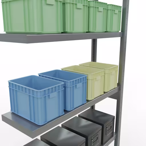 Aanbouwrekken, rekken, insteeksysteem MULTIplus250, 2500 x 1000 x 300 mm, 6 legborden, lengtestangen, verzinkt van Schulte Lagertechnik uit het assortiment insteeksysteem