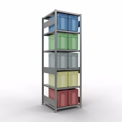 Figuur nr. 15 van het artikel basisrek, legplank, insteeksysteem MULTIplus250, 2500 x 750 x 800 mm, 6 legborden, lengtestangen, verzinkt uit de insteeksysteem productgroep van Schulte Lagertechnik.