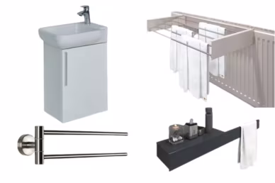 Badkamermeubels en handdoekrek Badkamermeubels en handdoekrek