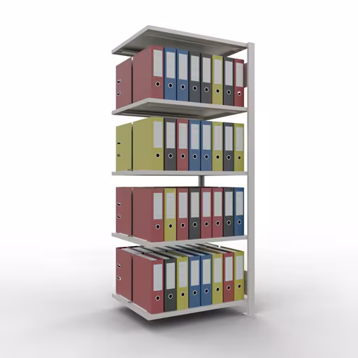 Aanbouwrek, kantoorrek, insteeksysteem MULTIplus150, 1800 x 750 x 600 mm, 5 legborden, lengtestangen, met middenaanslag, lichtgrijs uit de categorie insteeksysteem met GTIN 4004514219626 , kantoorrekkensysteem MULTIplus150, 1800 x 750 x 600 mm, 5 planken, met middenaanslag, lichtgrijs van Schulte Lagertechnik uit het assortiment kantoorrekken