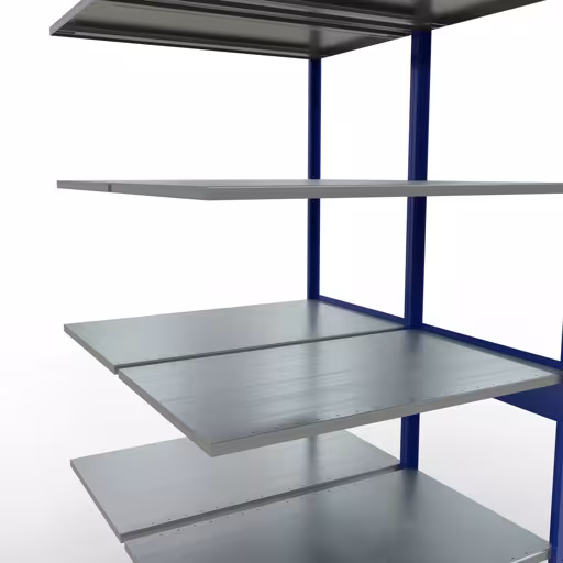 Aanbouwrekken, dubbele rekken, stellingsysteem MULTIplus150, 2500 x 1000 x (2x600) mm (HxBxD), 2x6 planken, lengtestangen, RAL 5010 gentiaanblauw met artikelnr. 33166-B Aanbouwrekken, dubbele rekken, rekkensysteem MULTIplus150, 2500 x 1000 x (2x600) mm, 2x6 planken, lengtestangen, RAL 5010 gentiaanblauw van Schulte Lagertechnik uit de categorie rekken