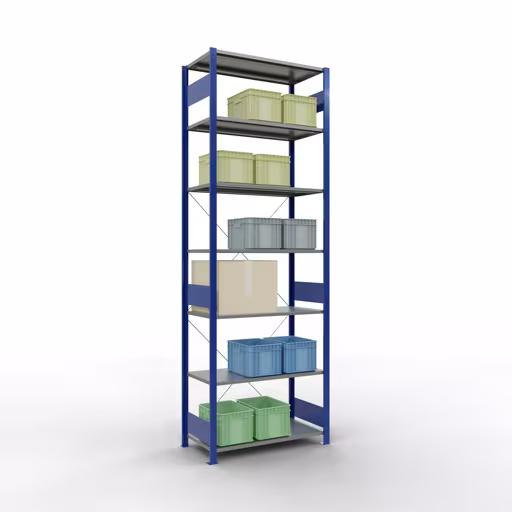 Basisplank, plankplank, insteeksysteem MULTIplus85, 3000 x 1000 x 500 mm, 7 planken, RAL 5010 gentiaanblauw van Schulte Lagertechnik met het artikelnr. 13152-B