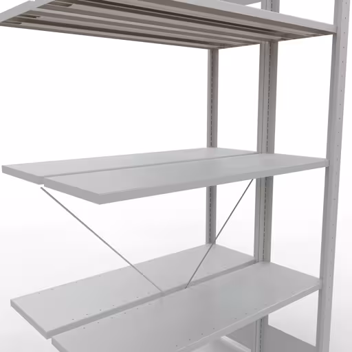 Figuur nr. 13 van het artikel aanbouwstelling, dubbele stelling, stellingstelling, insteeksysteem MULTIplus150, 2000 x 1000 x (2x300) mm, 2x5 legborden, kruisschoor, RAL 7035 lichtgrijs uit de stellingstelling productgroep van Schulte Lagertechnik.