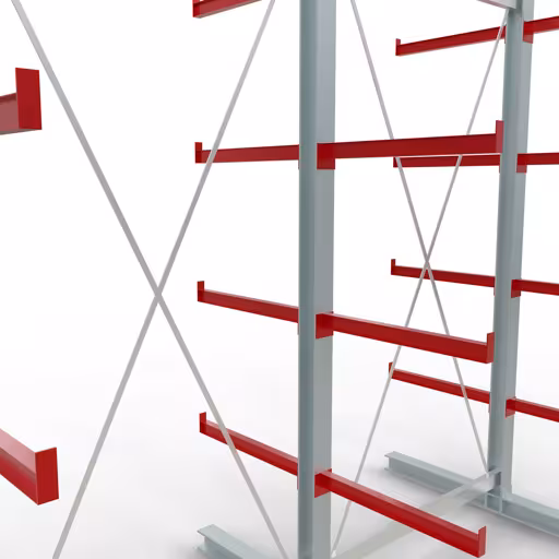 K 6000 compleet legbord, dubbelzijdig, 3000 x 3000 x 2x 750 mm, RAL 7001 / RAL 3000, 5 opslagniveaus van Schulte Lagertechnik uit het assortiment draagarmstellingen