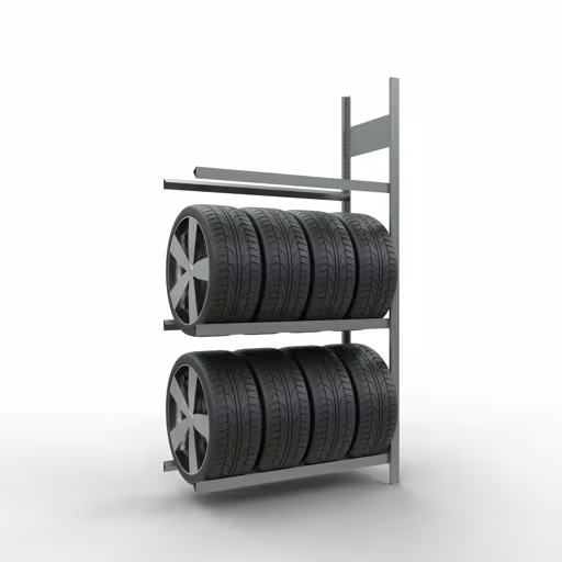 Afbeelding nr. 11 van het artikel aanbouwrek, wielen-/bandenrek, 2000 x 1050 x 400 mm, verzinkt, 3 opslagniveaus met 150 kg vakbelasting per niveau uit de productgroep legbordstellingen van Schulte Lagertechnik