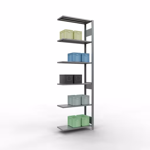 Aanbouwrek, stelling, insteeksysteem MULTIplus150, 2500 x 750 x 300 mm, 6 legborden, verzinkt van het merk Schulte Lagertechnik uit het assortiment insteeksysteem