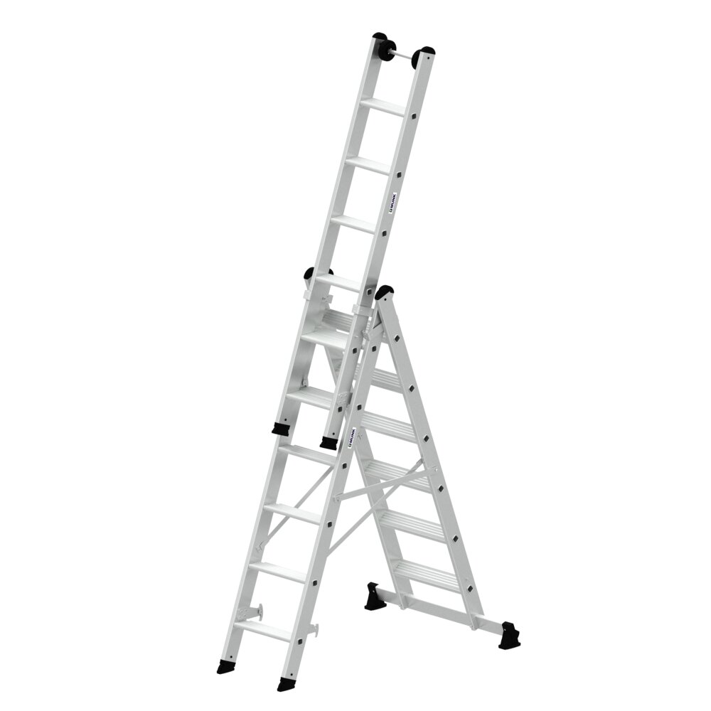Munk 3-delige multifunctionele trap met nivello® dwarsbalk, 3x6 treden, van Günzburger Steigtechnik Munk 3-delige multifunctionele trap met Nivello® dwarsbalk uit de categorie multifunctionele ladders, artikelnummer 033318
