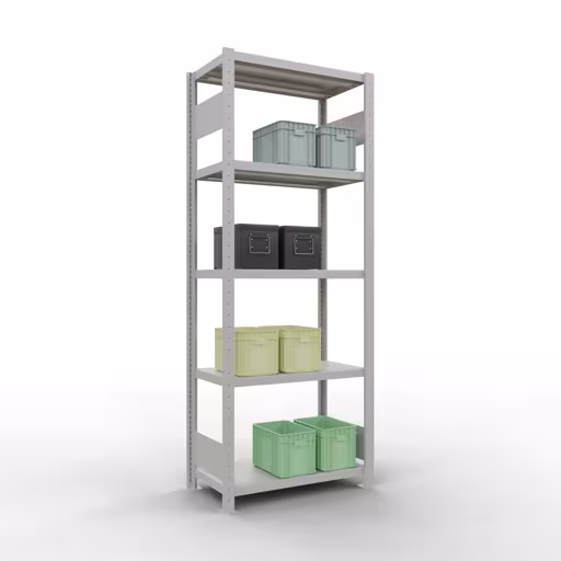 Productafbeelding nr. 15 van het artikel basisplank, legbord, insteeksysteem MULTIplus250, 2000 x 750 x 400 mm, 5 legborden, lengtestangen, RAL 7035 lichtgrijs Figuur nr. 15 van het artikel basisplank, legbord, insteeksysteem MULTIplus250, 2000 x 750 x 400 mm, 5 legborden, lengtestangen, RAL 7035 lichtgrijs uit de productgroep insteeksysteem van Schulte Lagertechnik.