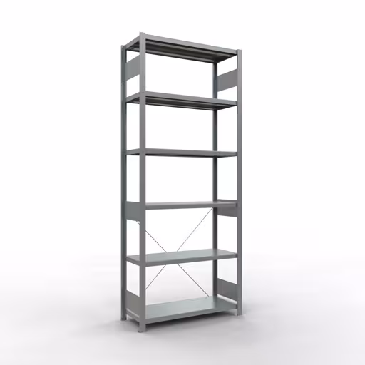 Figuur nr. 13 van het artikel basisrek, legplank, insteeksysteem MULTIplus330, 2500 x 1000 x 400 mm, 6 legborden, kruisschoor, verzinkt uit de insteeksysteem productgroep van Schulte Lagertechnik.