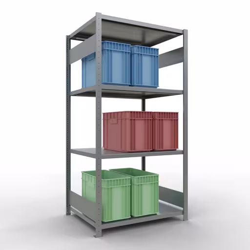 Productafbeelding nr. 15 van het artikel basisplank, legbord, insteeksysteem MULTIplus330, 2000 x 1000 x 800 mm (HxBxD), 5 legborden, lengtestangen, verzinkt Figuur nr. 15 van het artikel basisrek, legplank, insteeksysteem MULTIplus330, 2000 x 1000 x 800 mm, 5 legborden, lengtestangen, verzinkt uit de insteeksysteem productgroep van Schulte Lagertechnik.