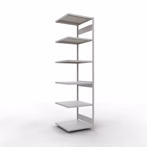 Aanbouwrekken, rekken, insteeksysteem MULTIplus250, 3000 x 750 x 800 mm (HxBxD), 7 planken, lengtestangen, RAL 7035 lichtgrijs van Schulte Lagertechnik Aanbouwrekken, legbordstellingen, insteeksysteem MULTIplus250, 3000 x 750 x 800 mm (HxBxD), 7 legborden, lengtebalk, RAL 7035 lichtgrijs, opzetplank, art.nr. 32887-75-LR