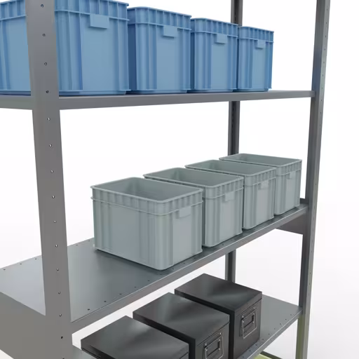 Basisplank, legplank, insteeksysteem MULTIplus150, 2500 x 1300 x 400 mm (HxBxD), 6 legborden, lengtestangen, verzinkt uit de categorie basisplanken met de GTIN 4058255012428 Basisplank, legbord, insteeksysteem MULTIplus150, 2500 x 1300 x 400 mm, 6 legborden, lengtestangen, verzinkt van Schulte Lagertechnik uit het assortiment insteeksysteem