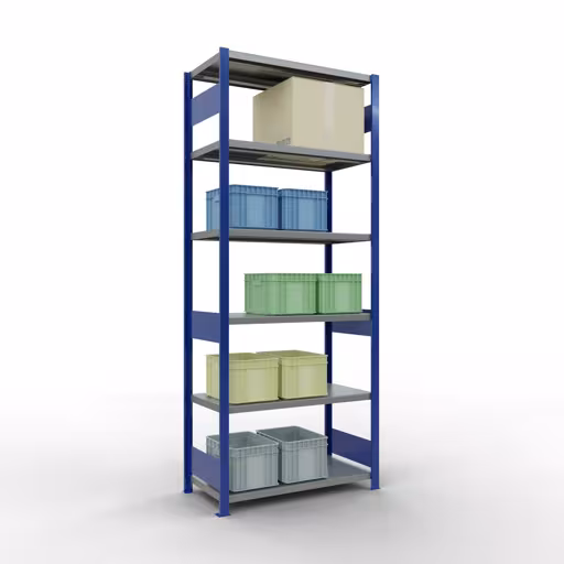 Figuur nr. 13 van het artikel basisrek, legbord, insteeksysteem MULTIplus330, 2500 x 1000 x 500 mm, 6 legborden, lengtestangen, RAL 5010 gentiaanblauw/verzinkt uit de insteeksysteem productgroep van Schulte Lagertechnik.