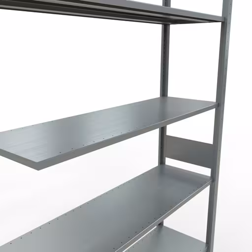 Aanbouwrekken, legborden, insteeksysteem MULTIplus150, 3000 x 1300 x 400 mm (HxBxD), 7 legborden, lengtestangen, verzinkt met artikelnr. 12747-130-LR Aanbouwrekken, rekken, insteeksysteem MULTIplus150, 3000 x 1300 x 400 mm, 7 legborden, lengtestangen, verzinkt van Schulte Lagertechnik uit de categorie insteeksystemen