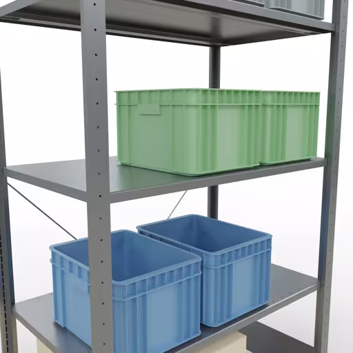 Extra afbeelding van het artikel basisplank, legplank, insteeksysteem MULTIplus150, 2000 x 1000 x 600 mm, 5 legborden, verzinkt vanaf basisplank