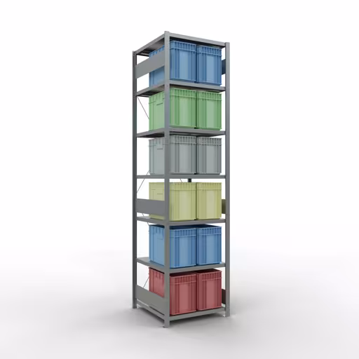 Figuur nr. 14 van het artikel basisrek, legbord, insteeksysteem MULTIplus250, 3000 x 750 x 800 mm, 7 legborden, kruisschoor, verzinkt uit de insteeksysteem productgroep van Schulte Lagertechnik.