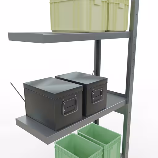 Productafbeelding nr. 8 van het artikel aanbouwrekken, legbordstellingen, insteeksysteem MULTIplus250, 2500 x 750 x 300 mm, 6 legborden, kruisschoor, verzinkt uit het assortiment insteeksysteem van het merk Schulte Lagertechnik