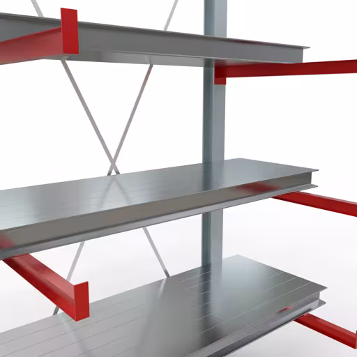 K 6000 compleet legbord, eenzijdig, 3000 x 1500 x 1000 mm, RAL 7001 / RAL 3000, 5 opslagniveaus van Schulte Lagertechnik uit het assortiment draagarmstellingen